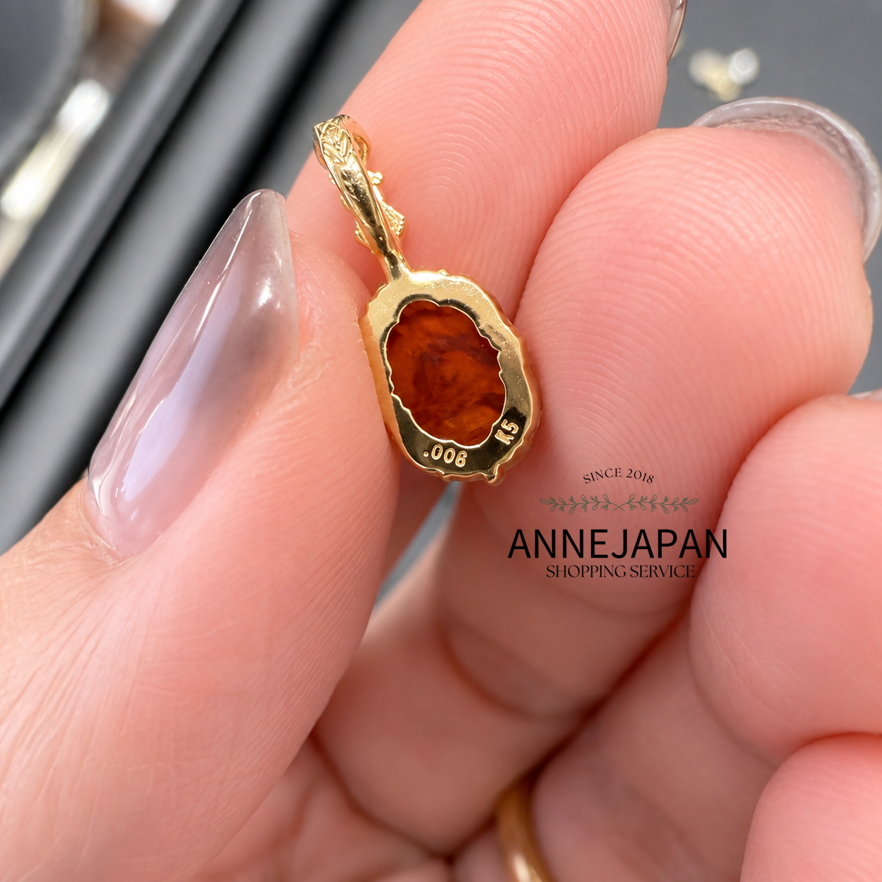 5K金、天然琥珀（Amber）、天然鑽石吊墜