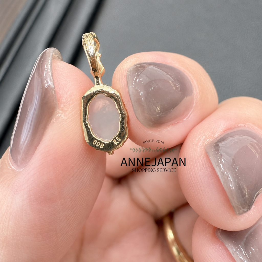 5K金白色拉長石（White Labradorite）玉髓（Chalcedony）天然鑽石吊墜