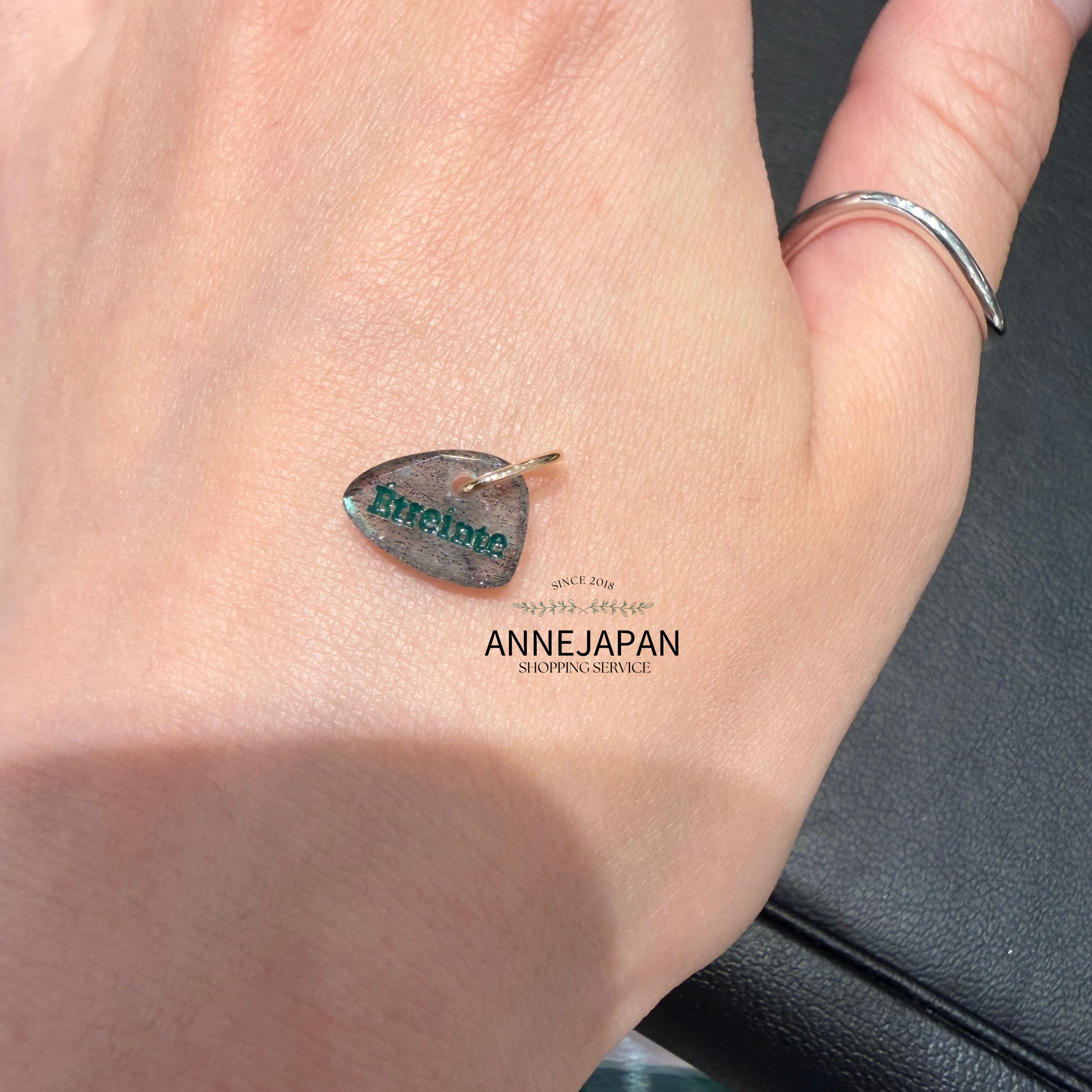 10K金天然拉長石（Labradorite）樹脂（Resin）項鍊吊墜
