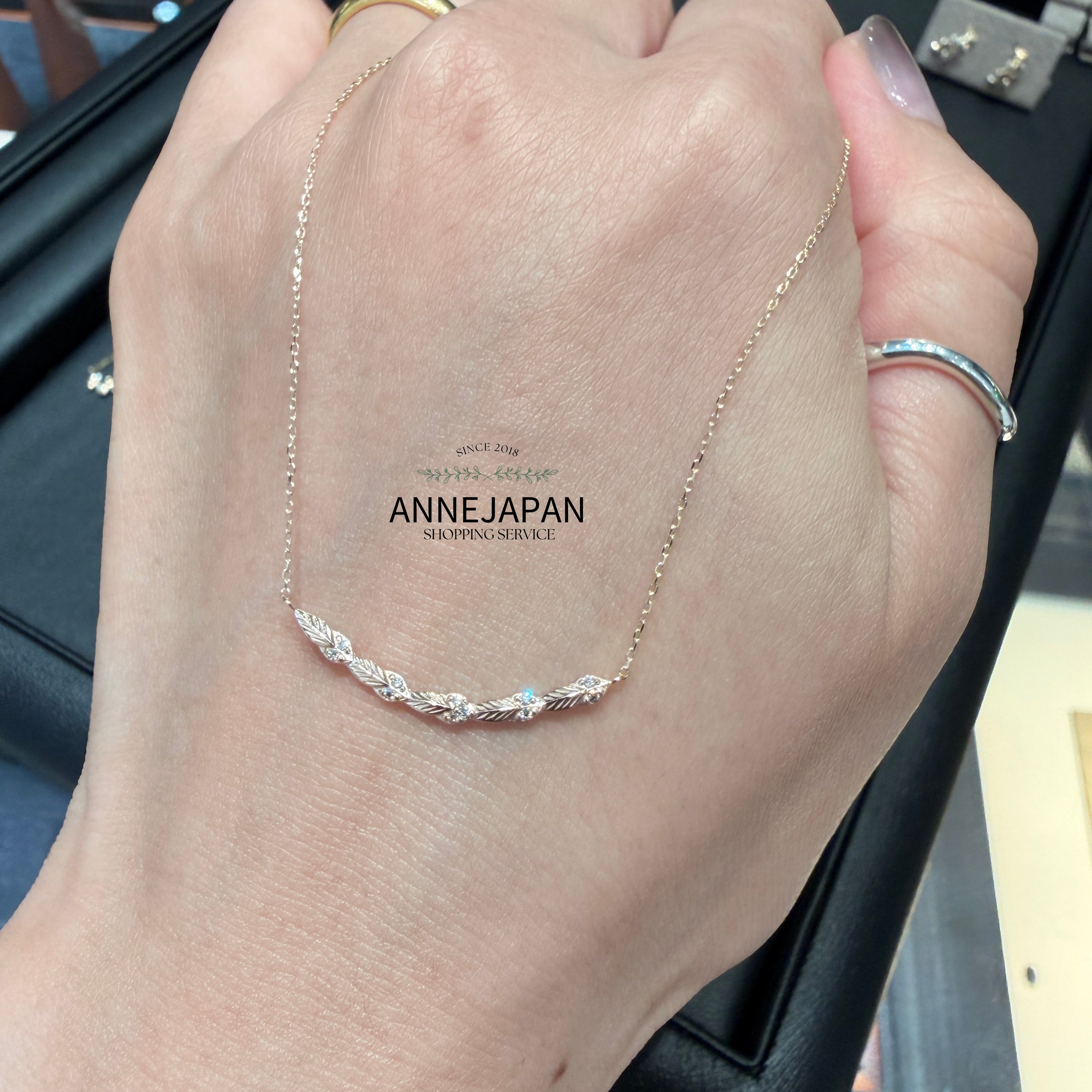 5K金10K金天然鑽石（Diamond）約40cm 露珠葉片項鏈