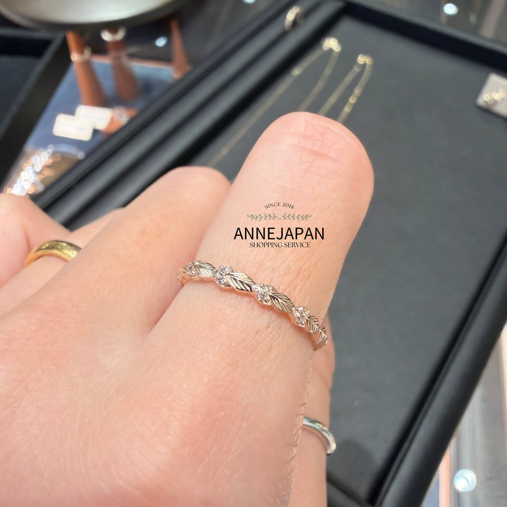 5K金天然鑽石（Diamond）晨露立體葉片露珠 尾戒 常規戒
