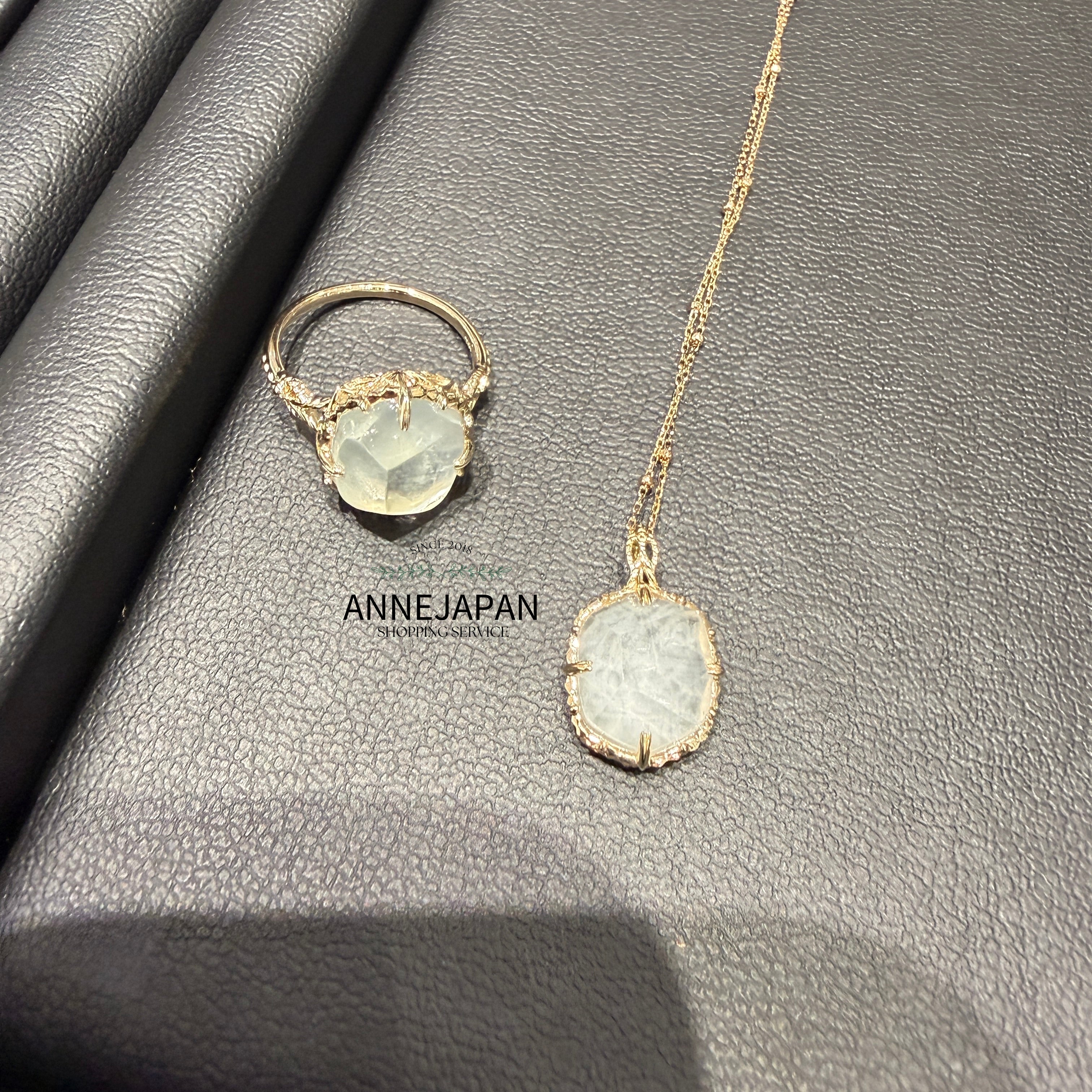 10K金、天然石英（Quartz）、天然海藍寶 戒指