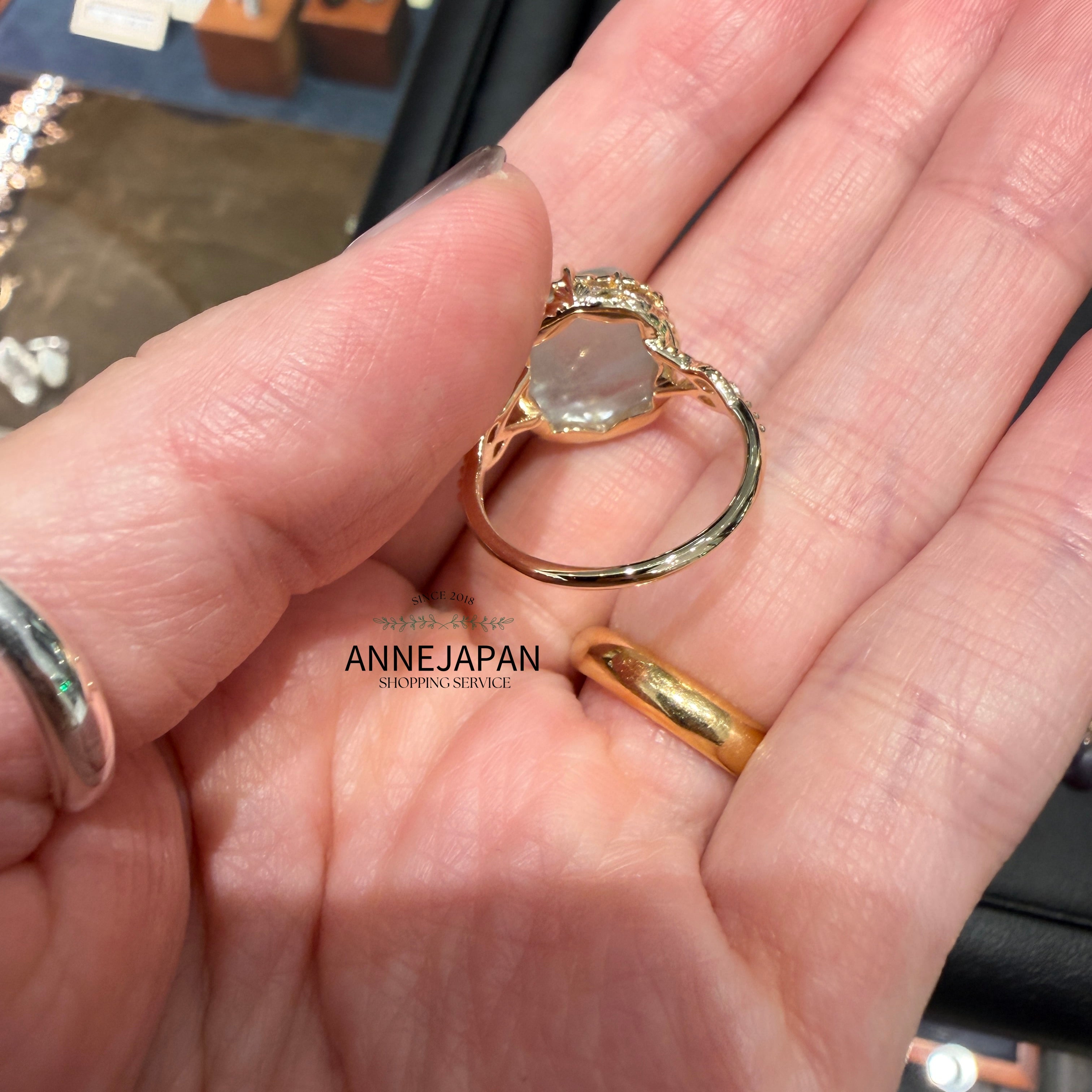 10K金、天然石英（Quartz）、天然海藍寶 戒指