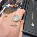 10K金、天然石英（Quartz）、天然海藍寶 戒指