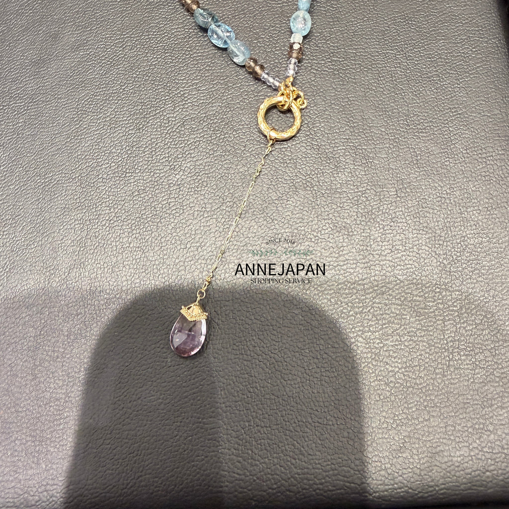 10K金、天然石英（Quartz）花瓣鍊耳環吊飾