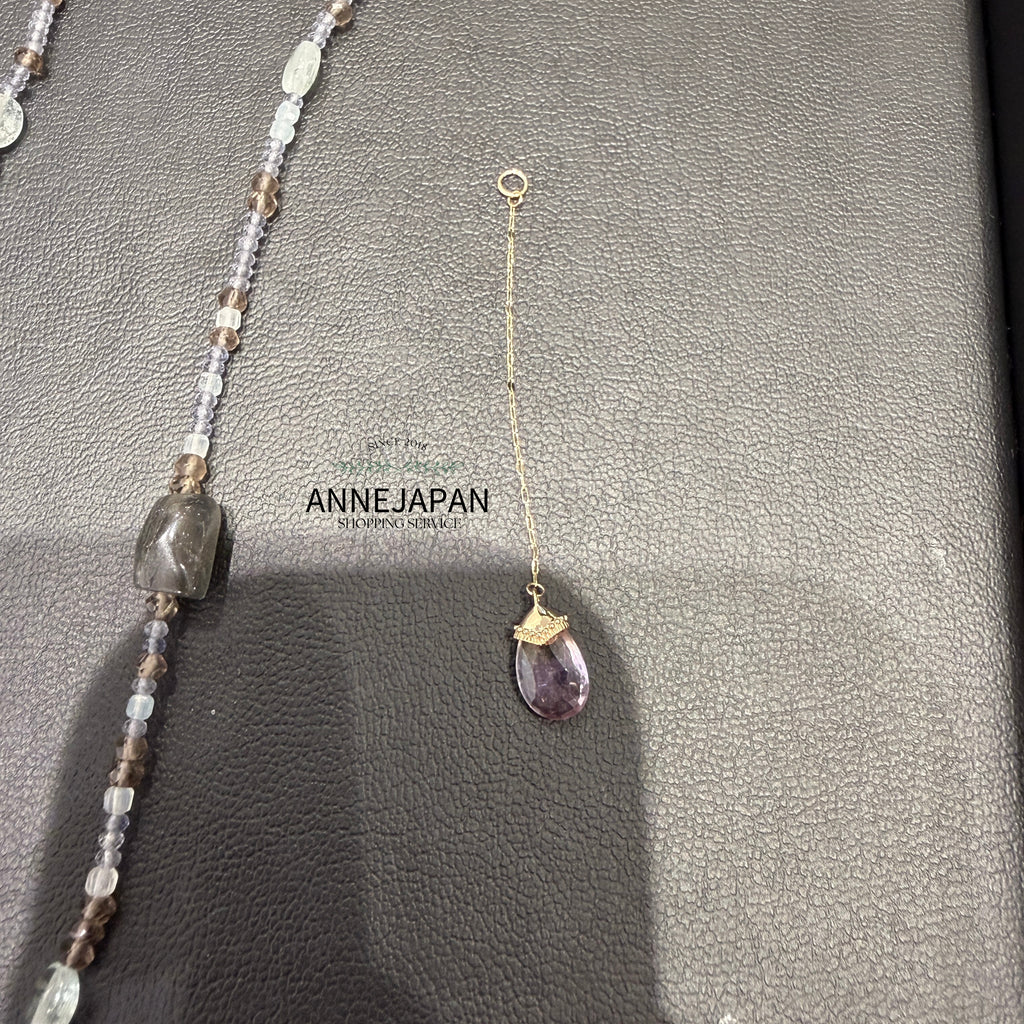 10K金、天然石英（Quartz）花瓣鍊耳環吊飾