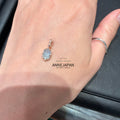 5K金白色拉長石（White Labradorite）玉髓（Chalcedony）天然鑽石吊墜
