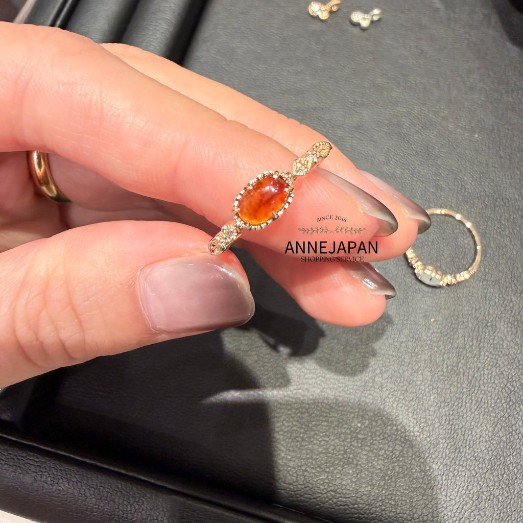 5K金天然琥珀（Amber）天然鑽石戒指