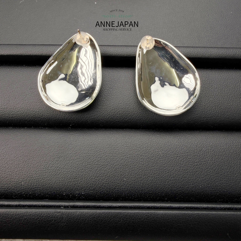 Silver925（925純銀）10K金（耳針）水波紋 耳環（一對）
