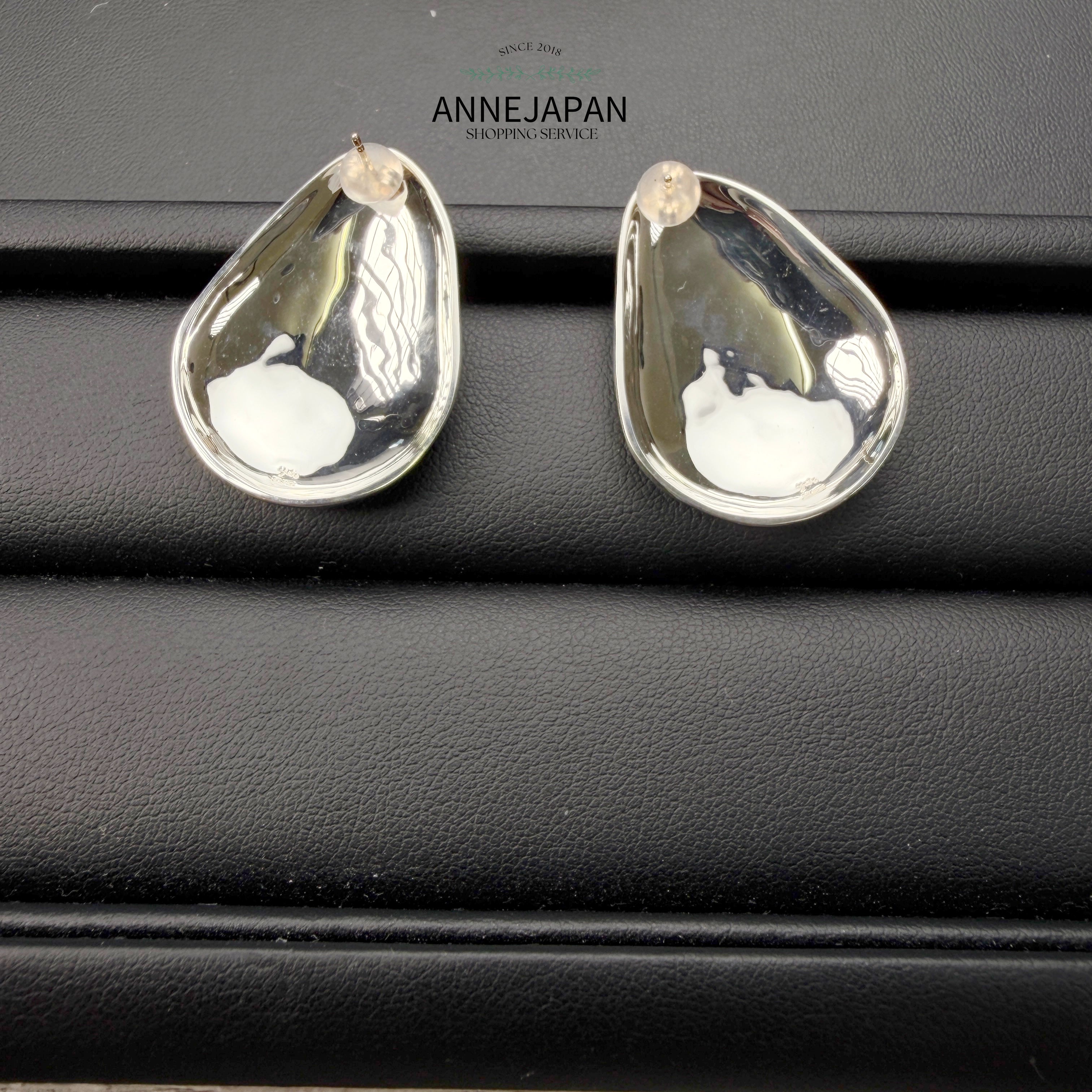 Silver925（925純銀）10K金（耳針）水波紋 耳環（一對）