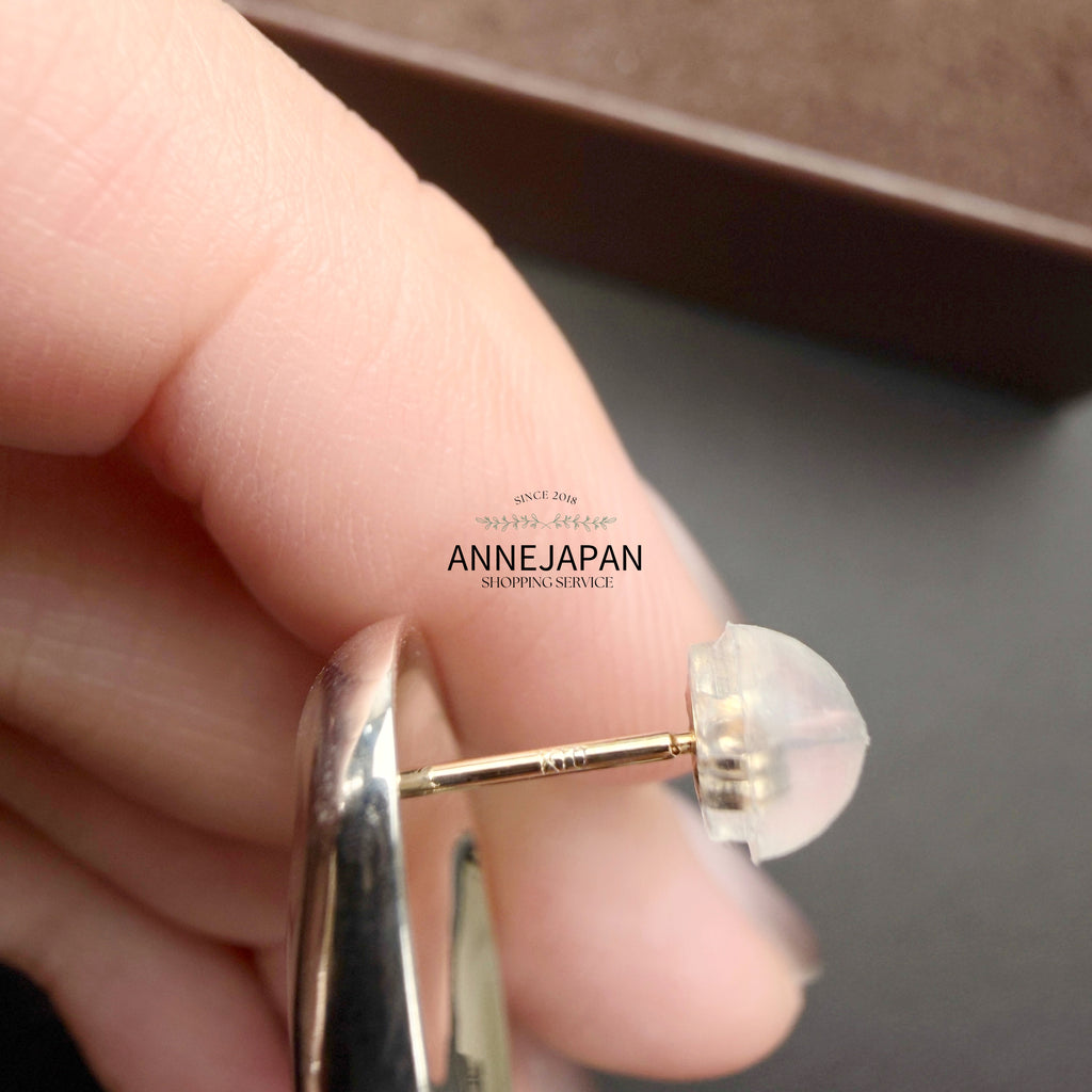 Silver925（925純銀）10K金（耳針）水波紋 耳環（一對）