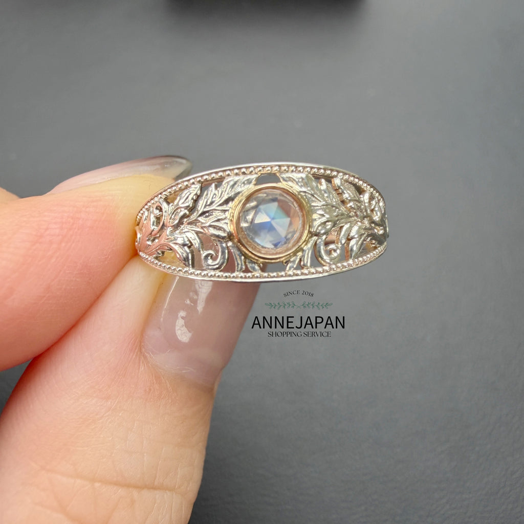 Silver925 純銀、10K金（K10）、天然拉長石經典復刻戒指