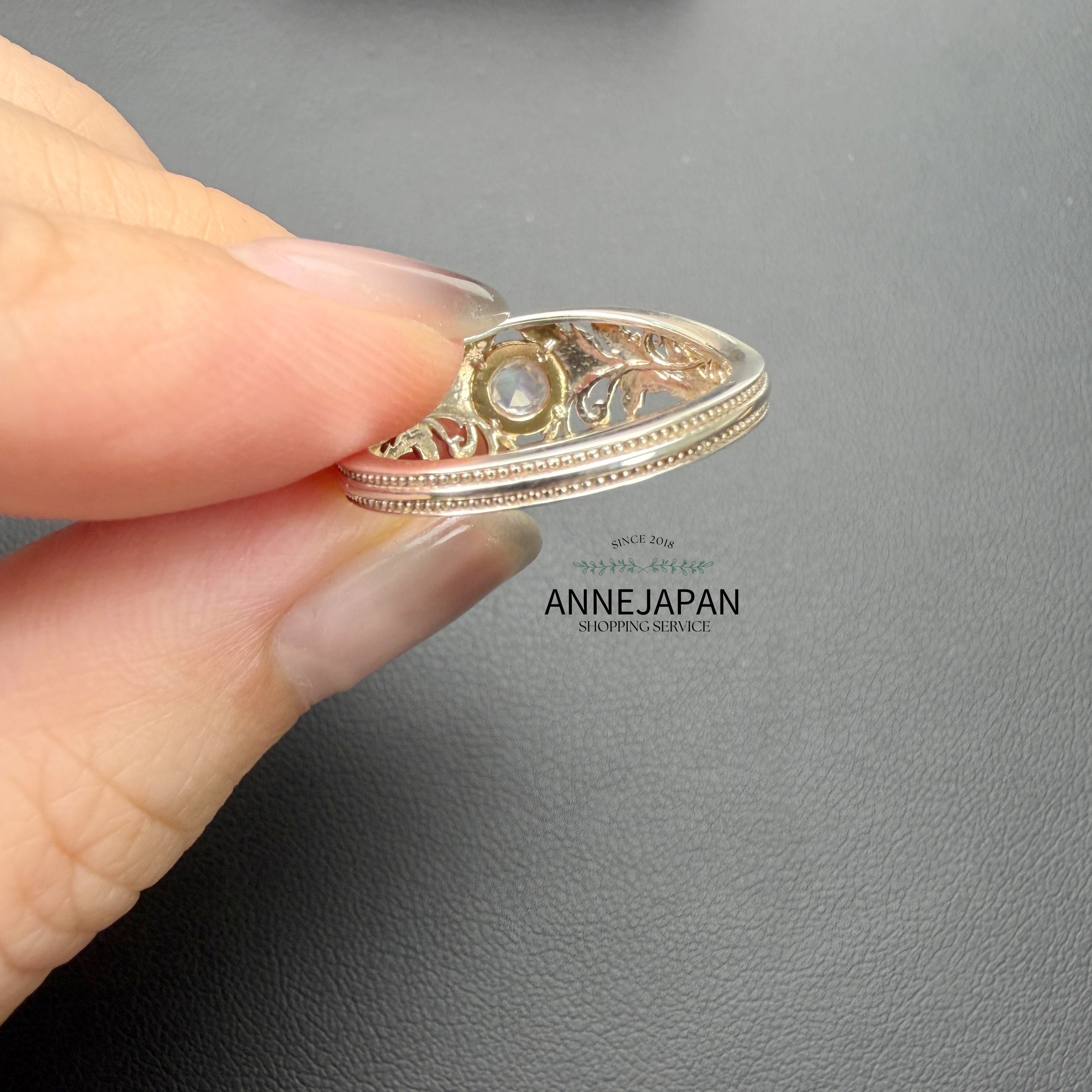 Silver925 純銀、10K金（K10）、天然拉長石經典復刻戒指