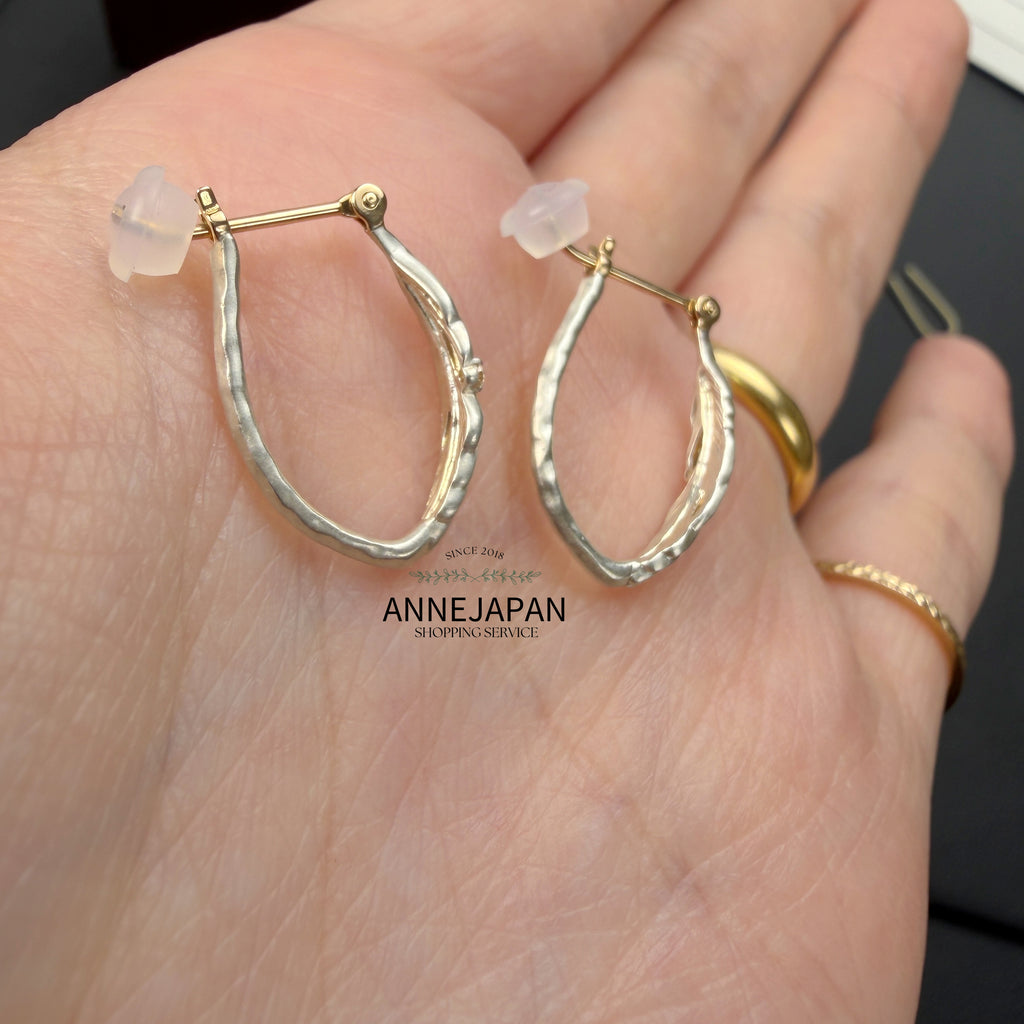 Silver925、10K金、天然鑽石貓頭鷹羽毛造型耳環