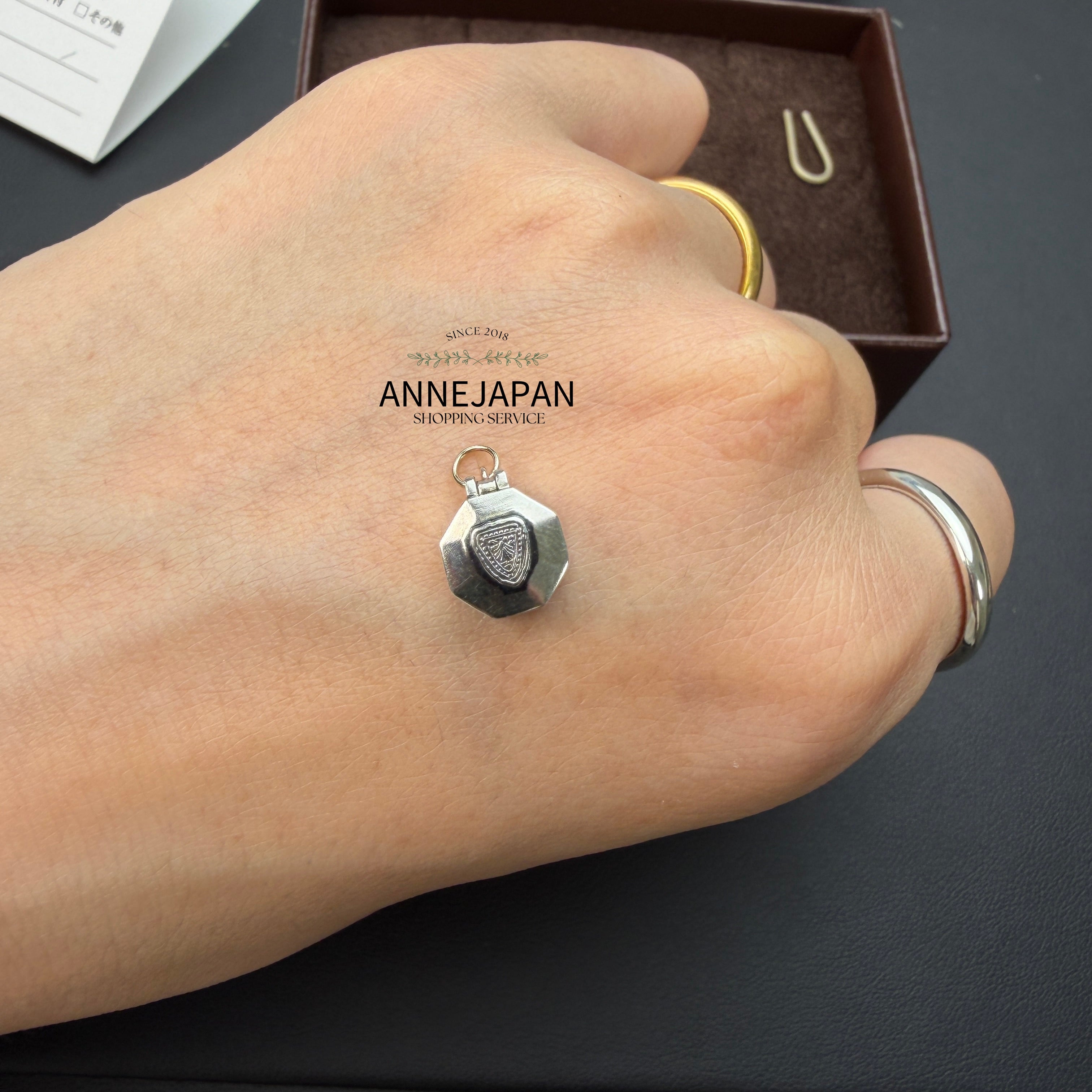 Silver 925 純銀K10 黃金（吊環）天然鑽石 項鏈吊墜 耳墜