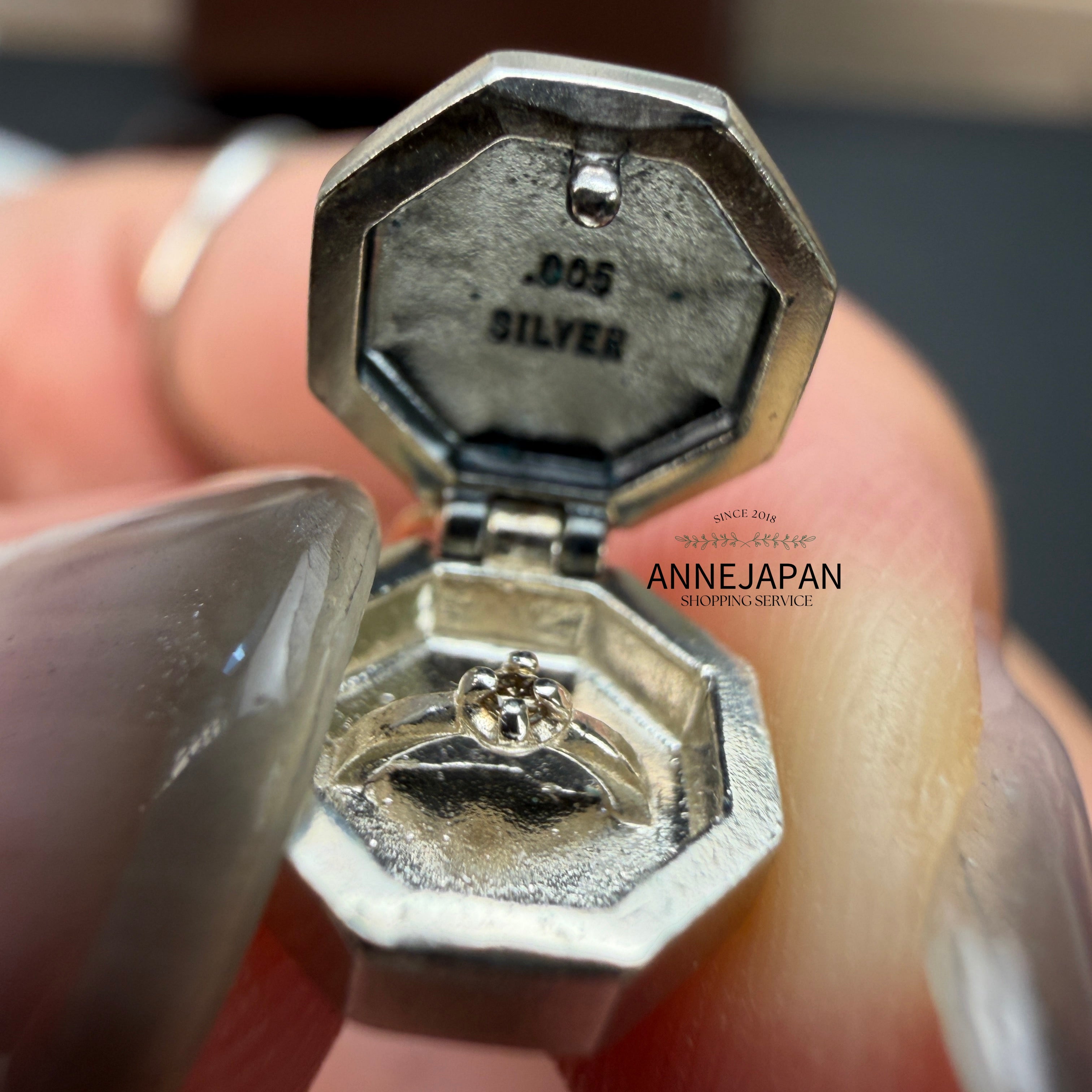 Silver 925 純銀K10 黃金（吊環）天然鑽石 項鏈吊墜 耳墜