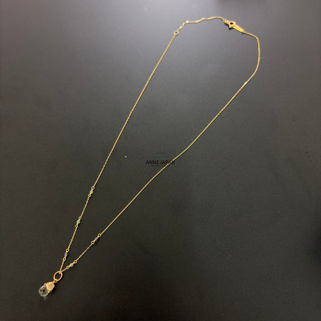 K5 黃金K10 黃金綠水晶石英堇青石 項鏈