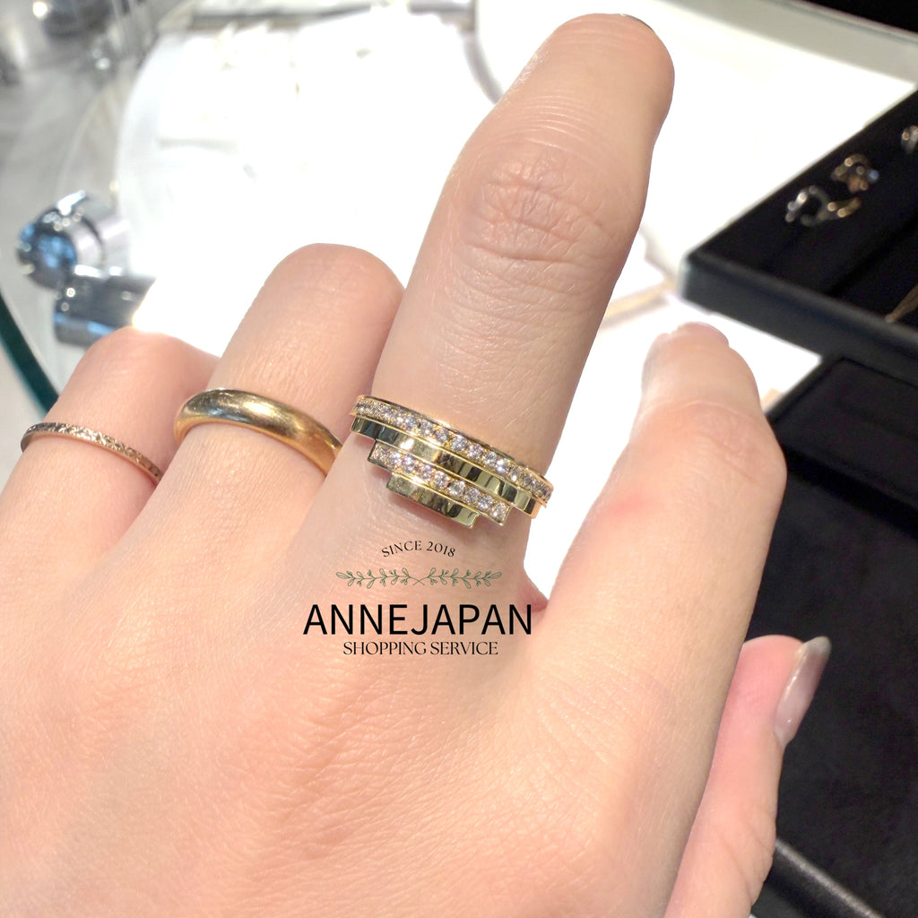 18K黃金（K18 Yellow Gold）／天然鑽石約 0.16 ct吊燈層疊建築立體造型戒指