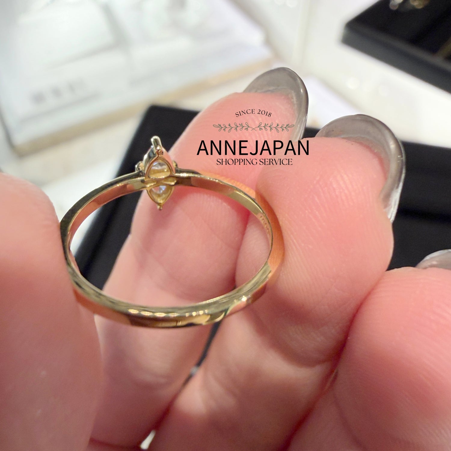 18K黃金約 0.09 ct（Trilliant 三角形切割天然鑽石）風箏戒指
