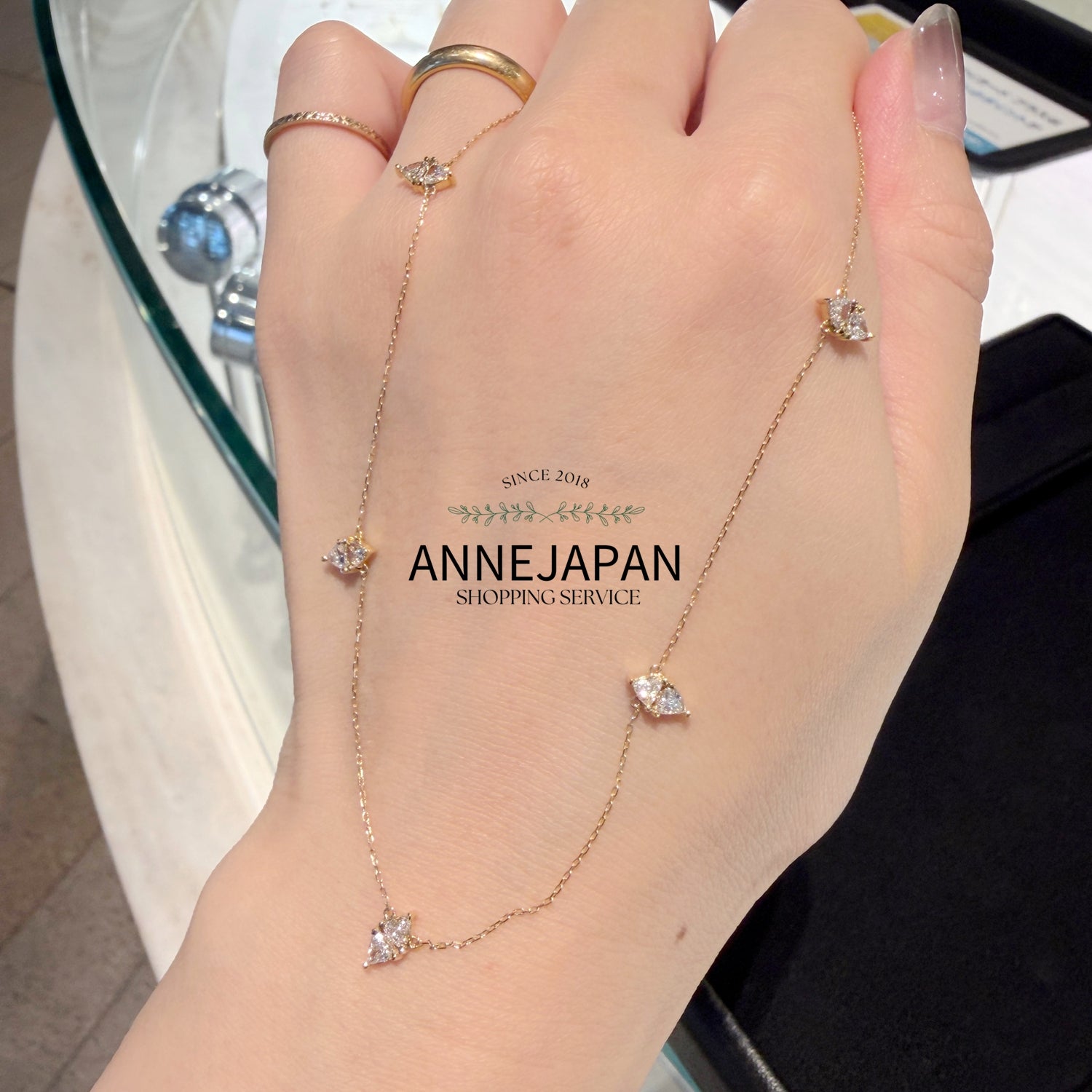 18K黃金約 0.48 ct 10 顆 Trilliant 三角形切割天然鑽石風箏項鏈