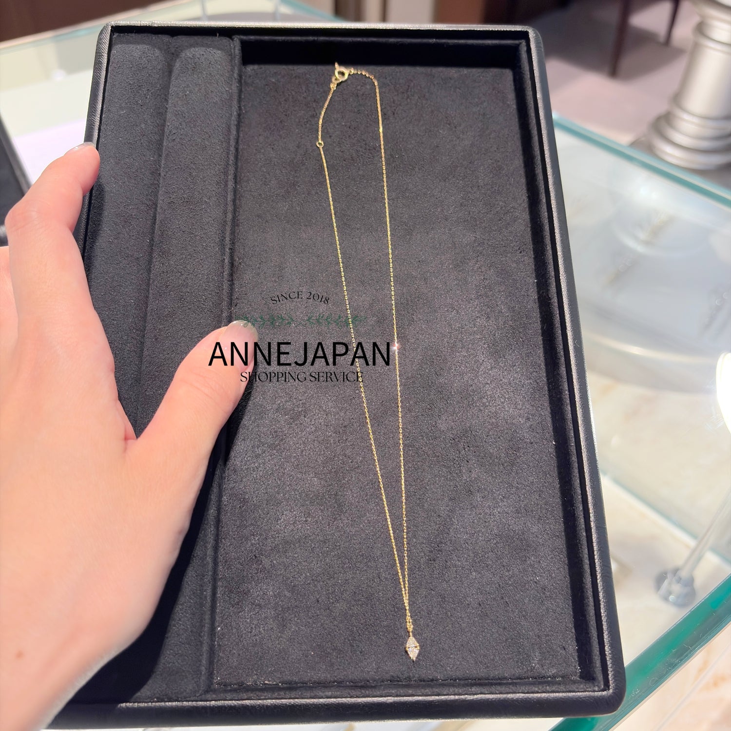 18K黃金（K18 Yellow Gold）／Trilliant 三角形切割天然鑽石風箏項鏈