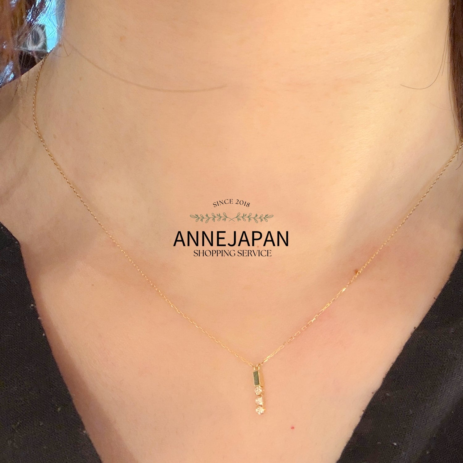 18K黃金（K18 Yellow Gold）／天然鑽石吊燈極簡垂墜項鏈