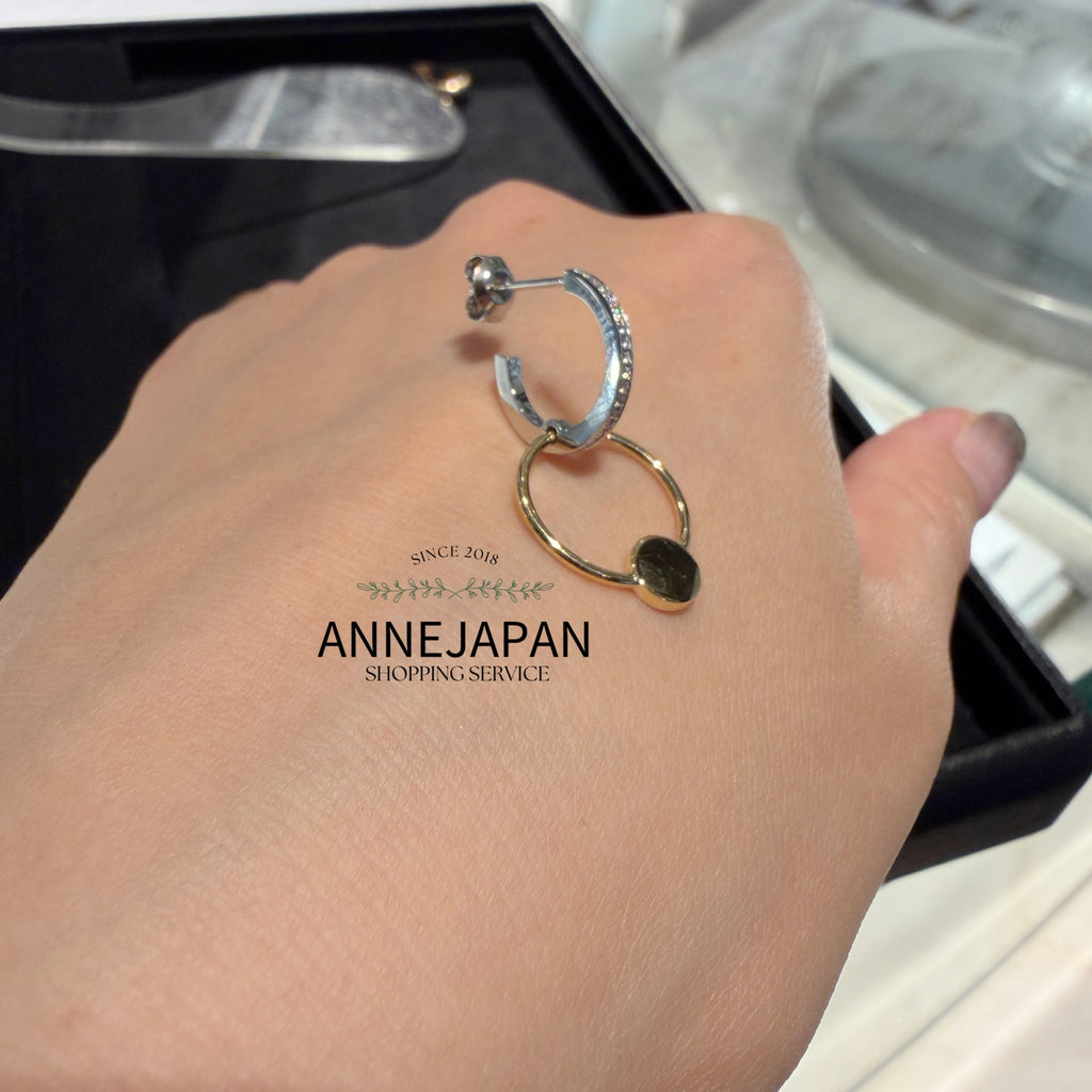 18K黃金鉑金天然鑽石 約 0.05 ct 雙色流線現代簡約吊片單耳耳環