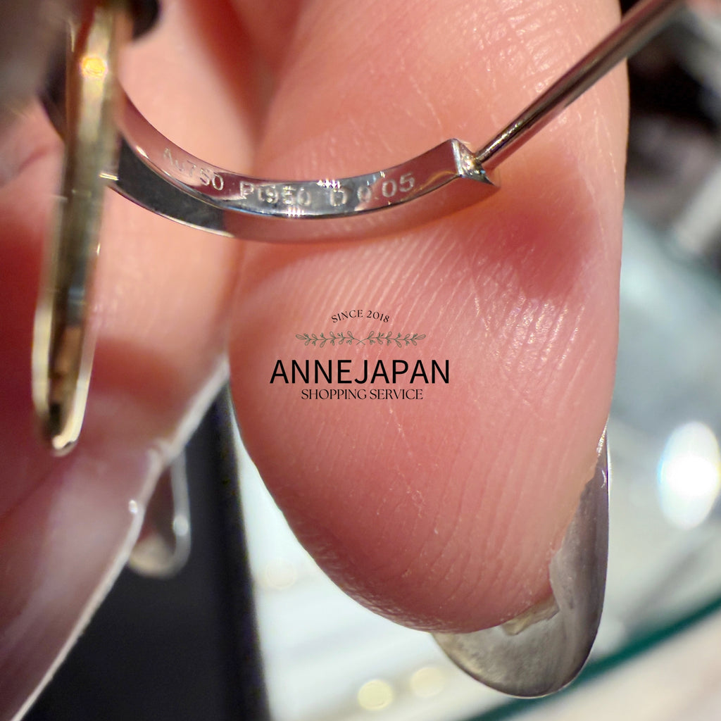 18K黃金鉑金天然鑽石 約 0.05 ct 雙色流線現代簡約吊片單耳耳環