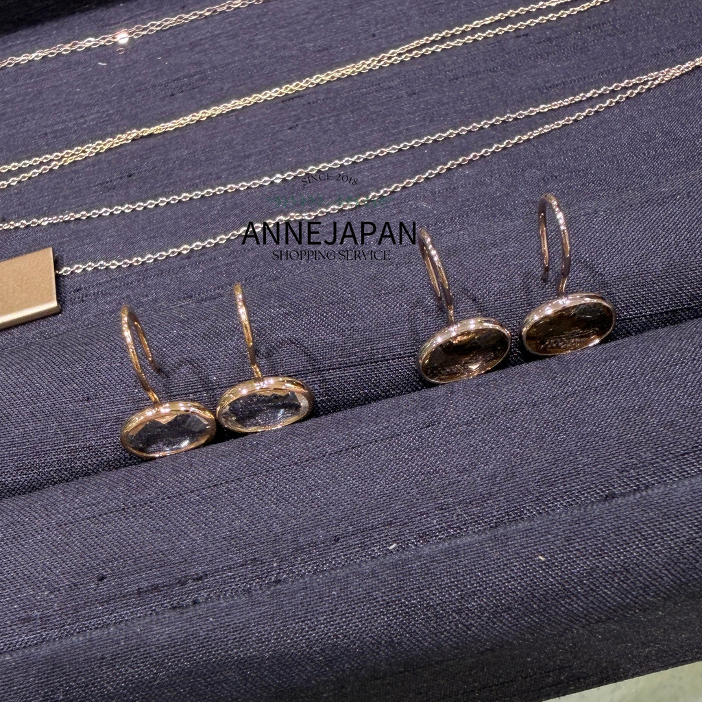18K黃金天然粉晶 低飽和棕金天然香檳石英耳環