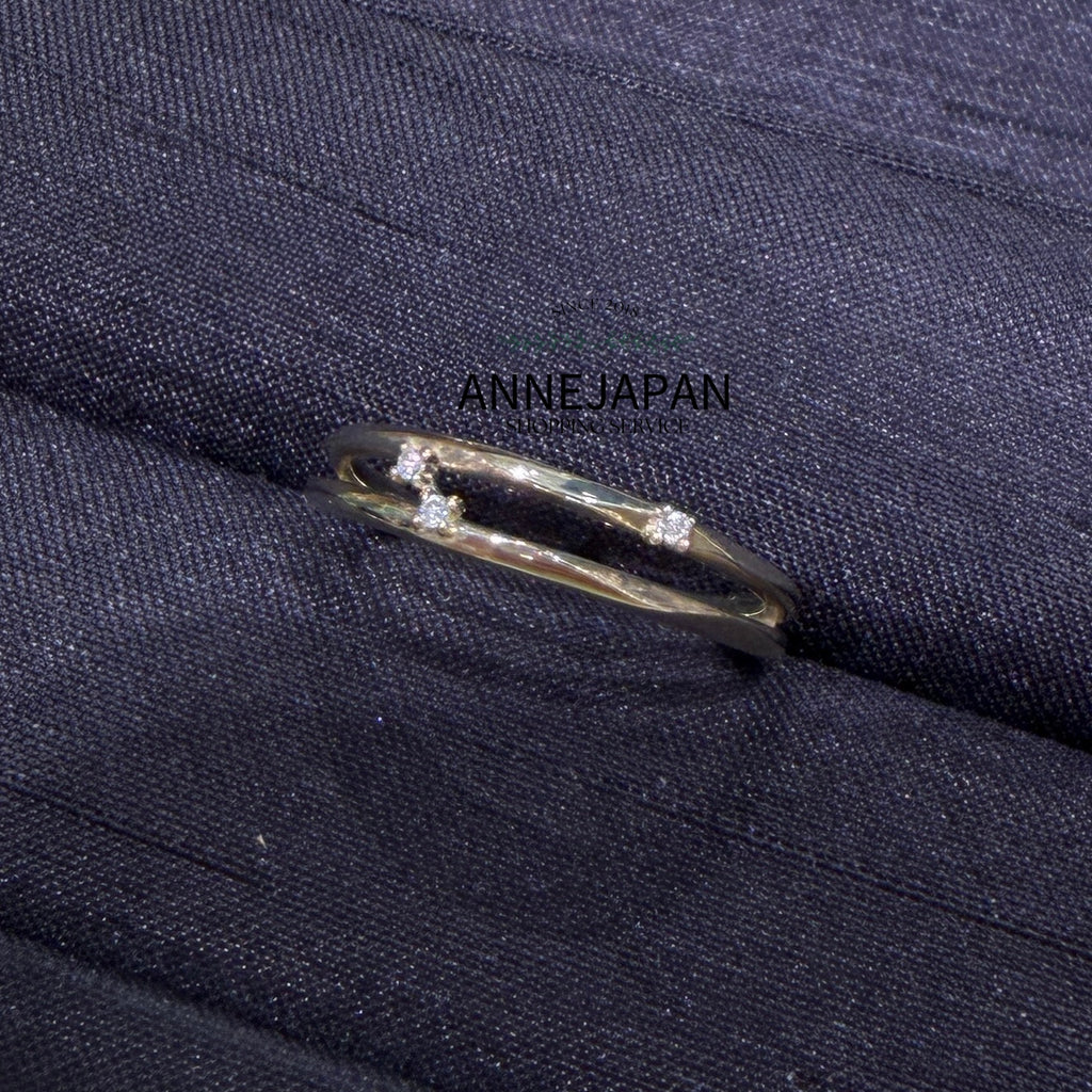 10K冰綠金波紋設計 0.01ct 鑽石戒指