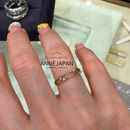 10K冰綠金波紋設計 0.01ct 鑽石戒指