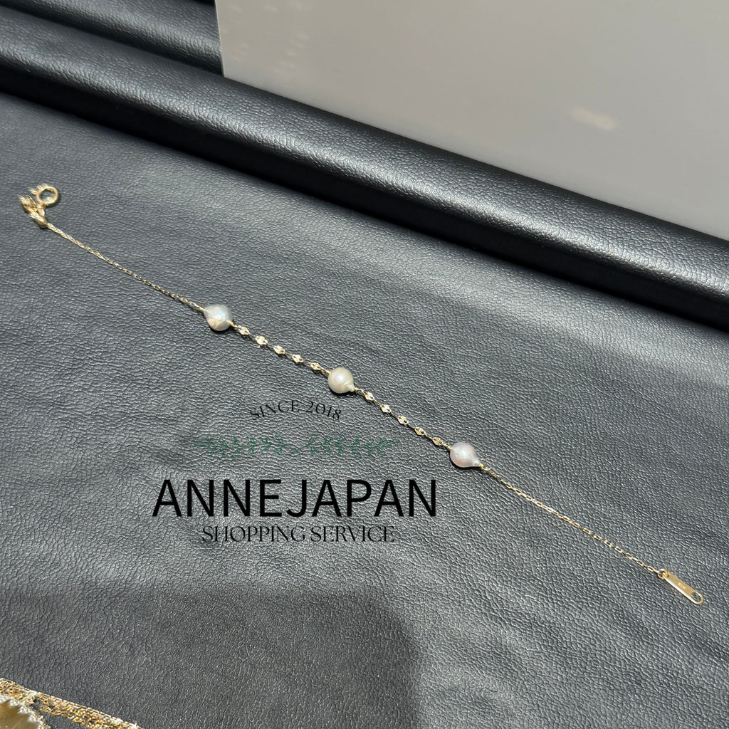 10K金 Akoya 珍珠手鍊約16.5cm（附滑珠調節）