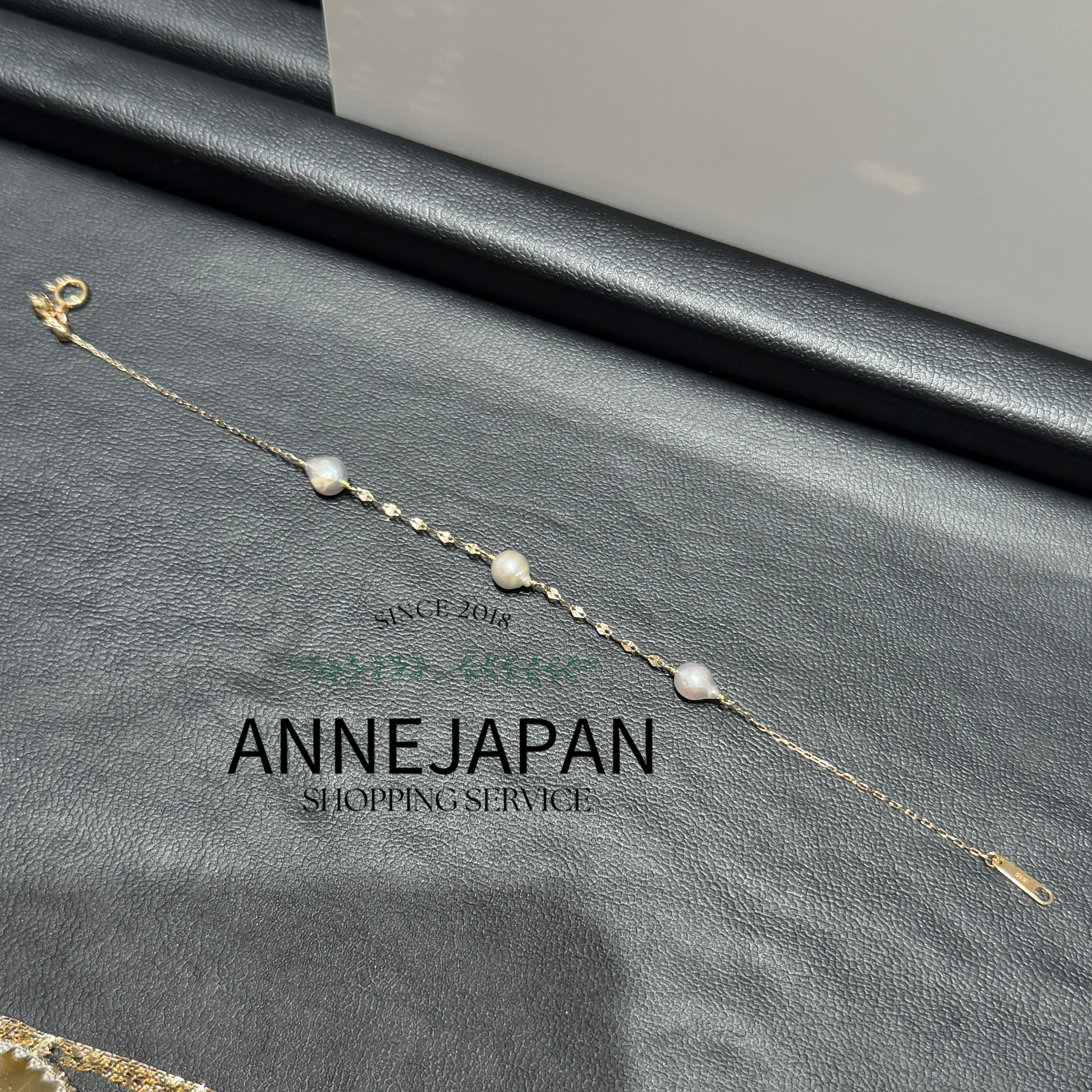 10K金 Akoya 珍珠手鍊約16.5cm（附滑珠調節）