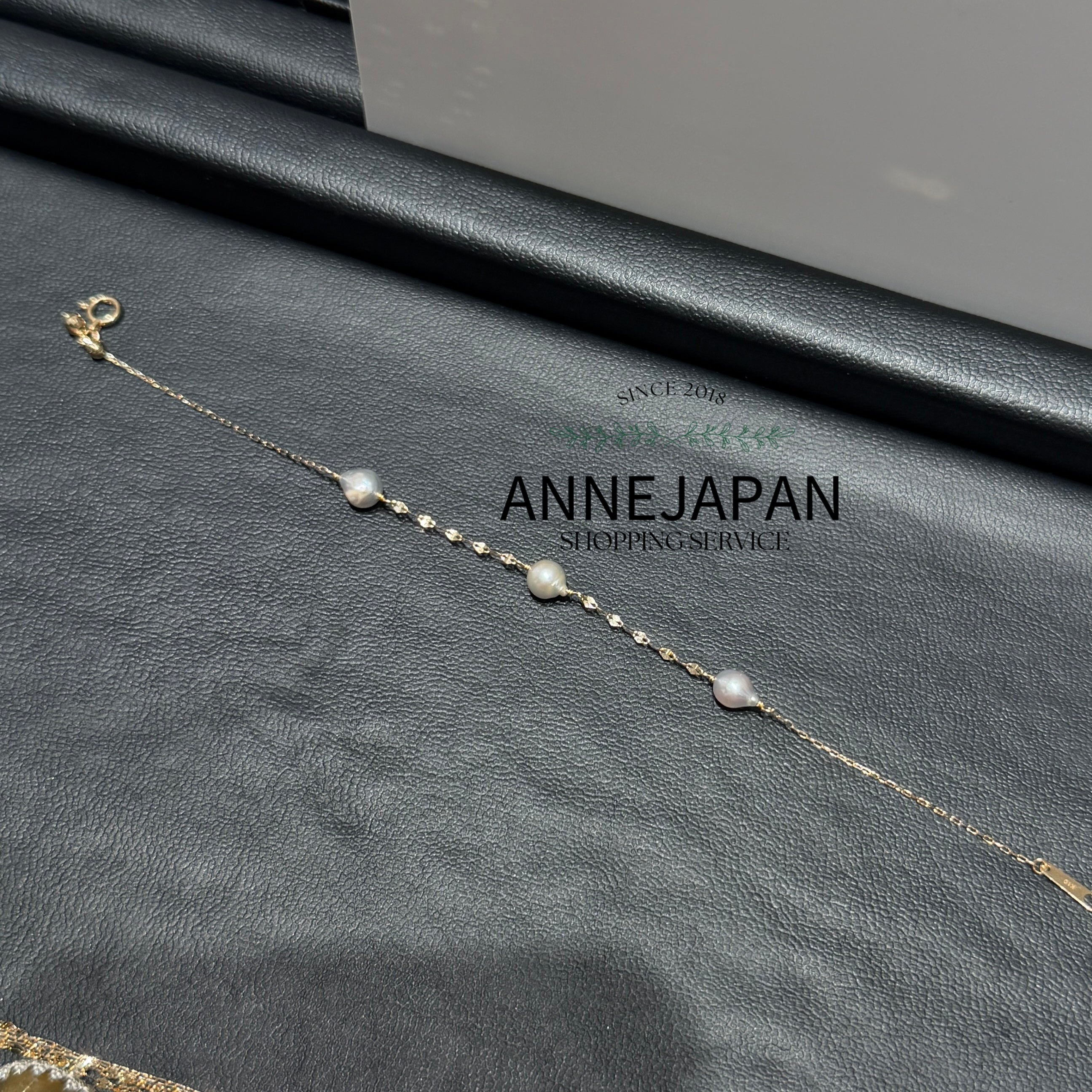 10K金 Akoya 珍珠手鍊約16.5cm（附滑珠調節）