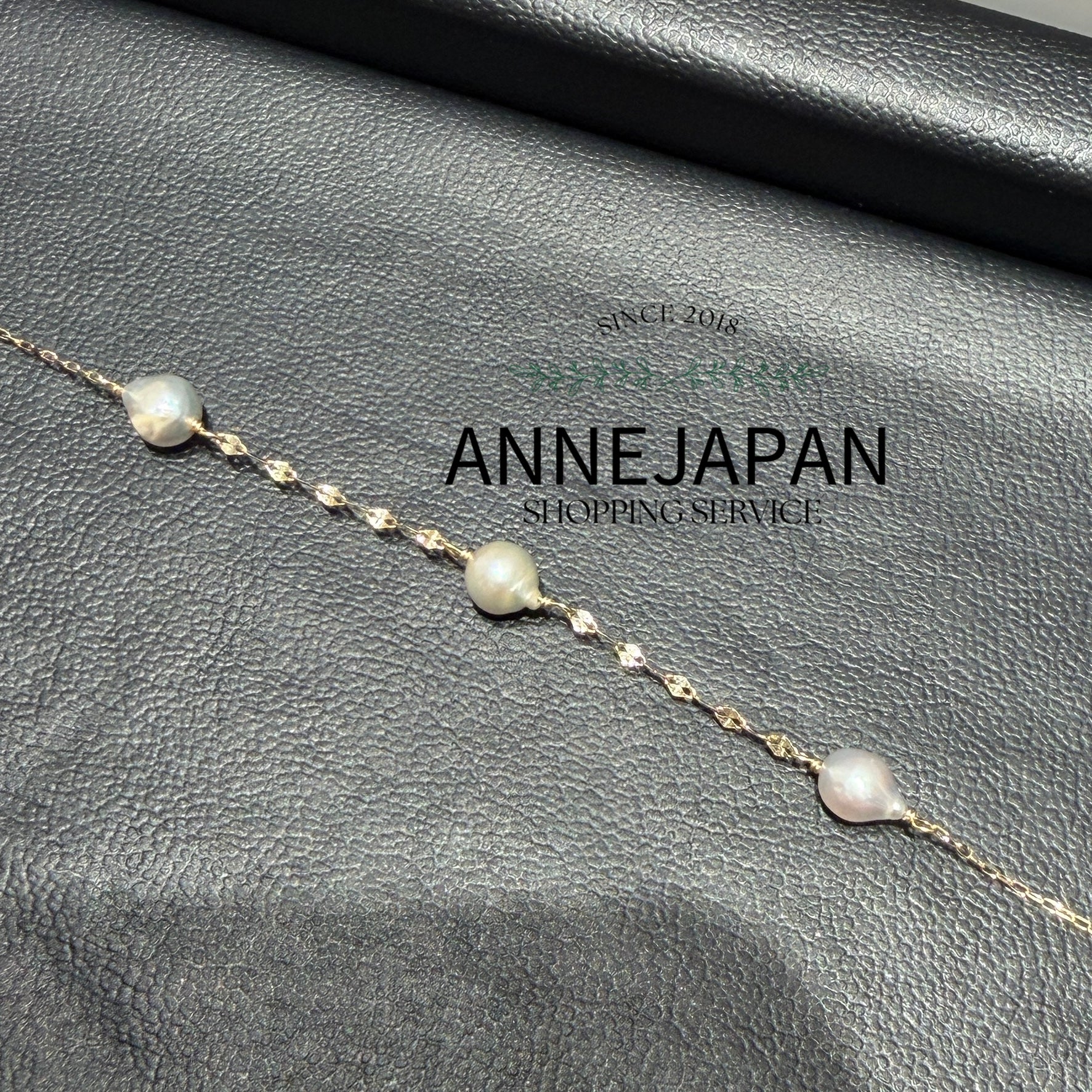 10K金 Akoya 珍珠手鍊約16.5cm（附滑珠調節）