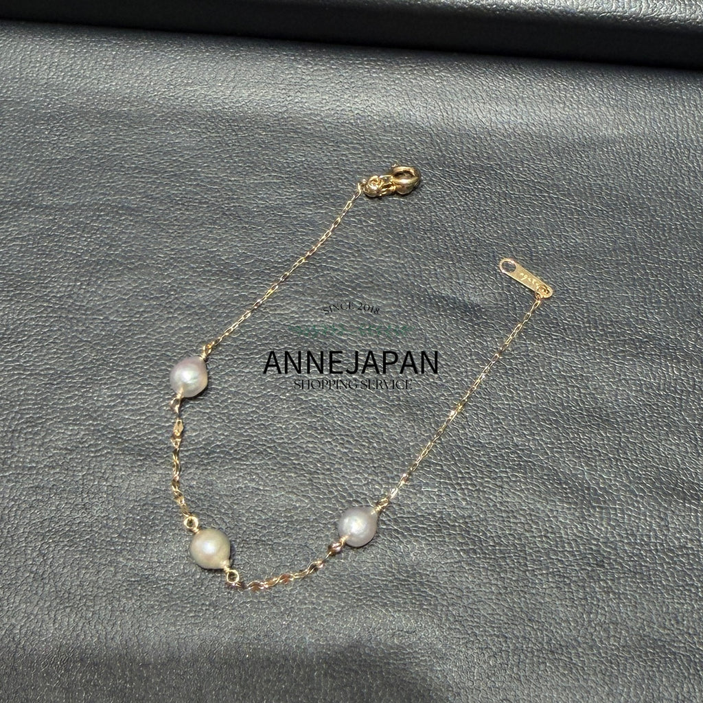 10K金 Akoya 珍珠手鍊約16.5cm（附滑珠調節）
