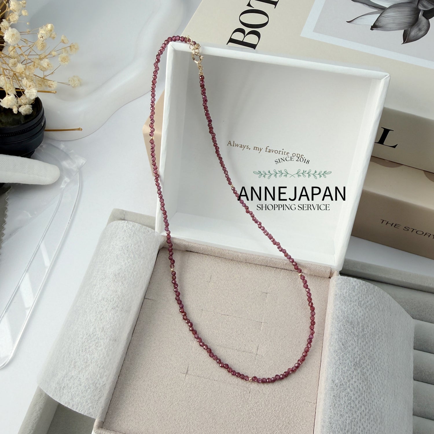 10K黃金 石榴石串珠頸鍊（Choker）