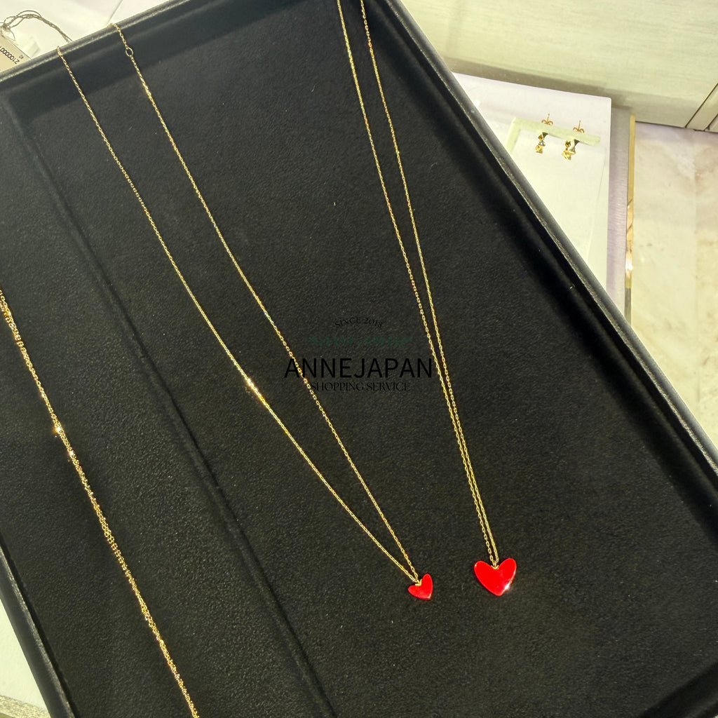 Tiran Heart 紅色愛心項鍊 18K黃金／樹脂加工石