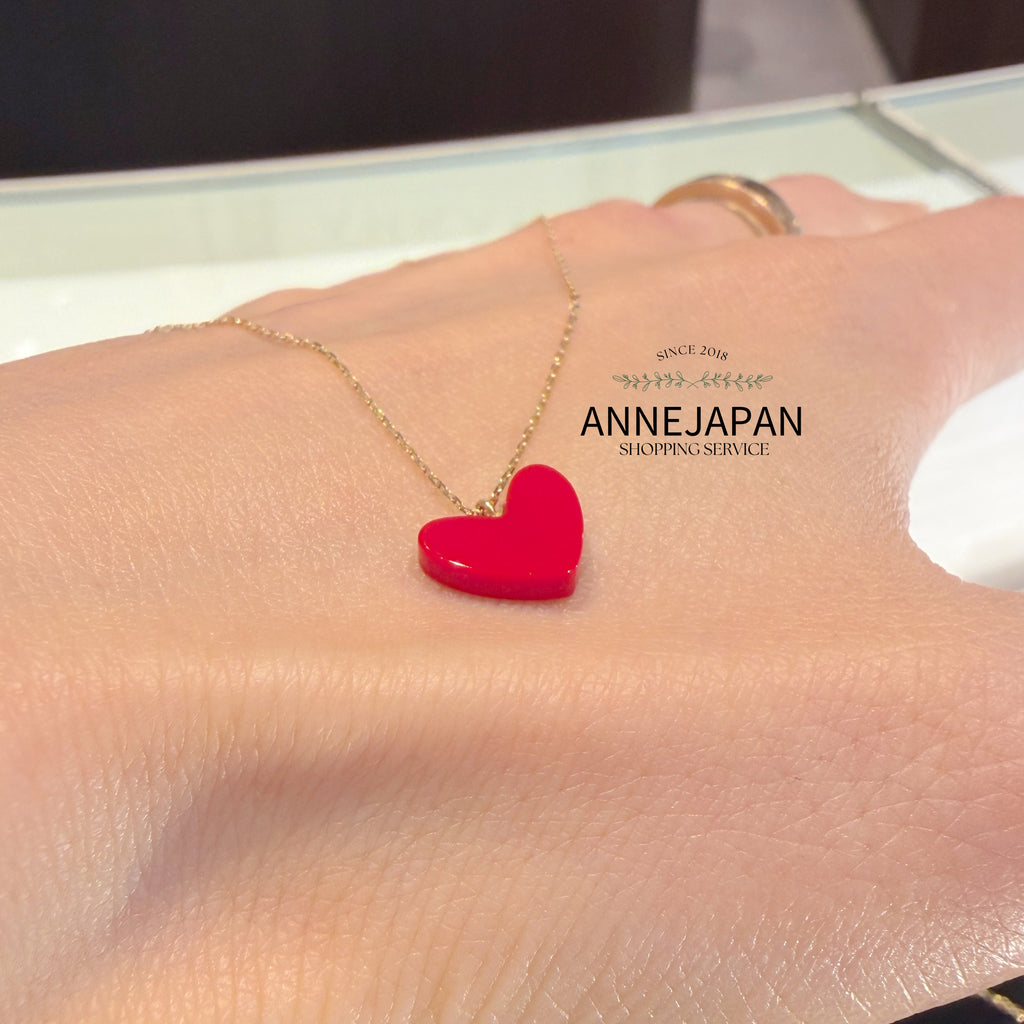 Tiran Heart 紅色愛心項鍊 18K黃金／樹脂加工石
