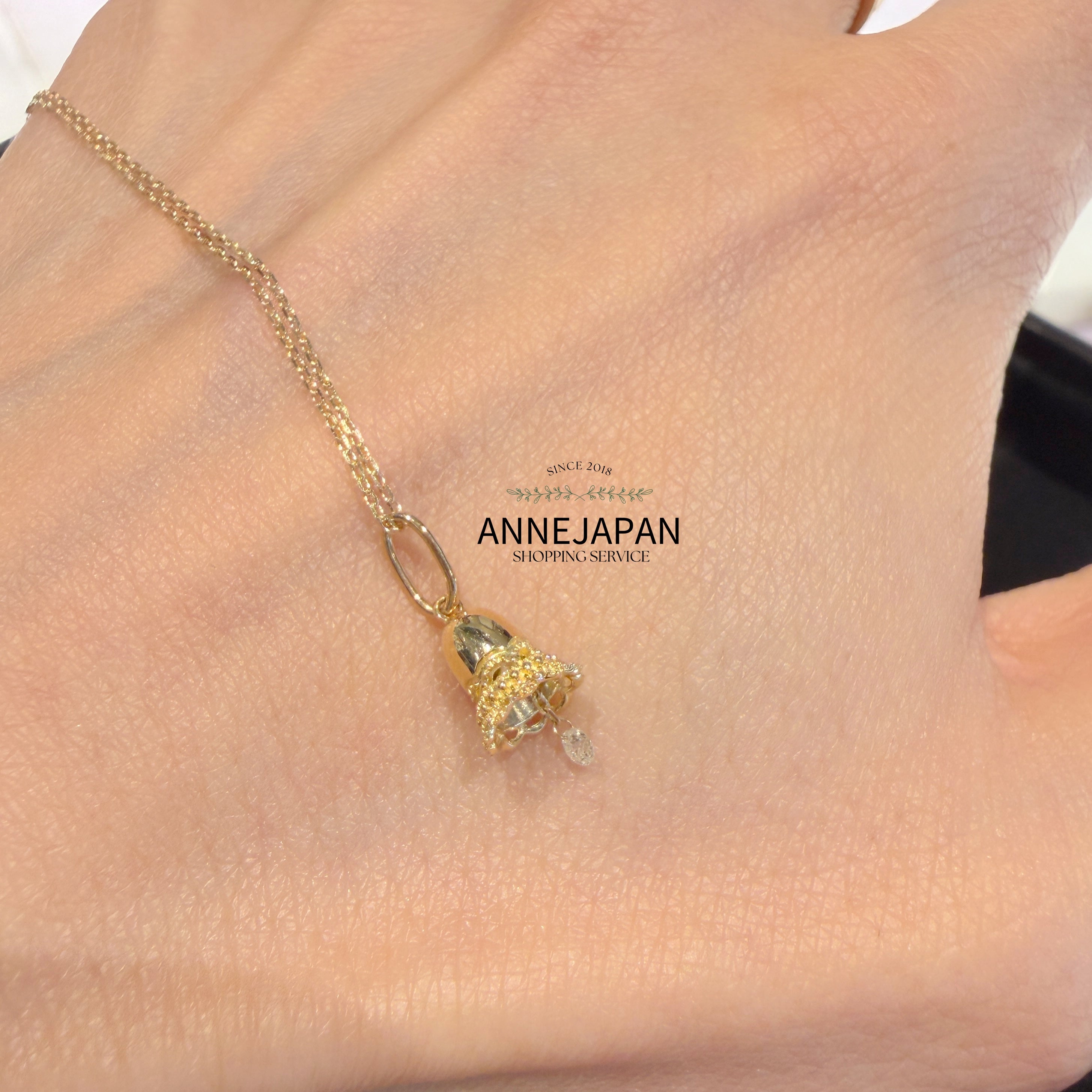 Soufflé Tinkle Abel 項鍊 小鈴鐺18K黃金／天然鑽石0.03 ct