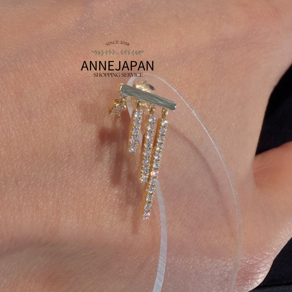 Chandelier Baguette 單鑽流蘇耳環18K黃金／天然鑽石約 0.15 ct