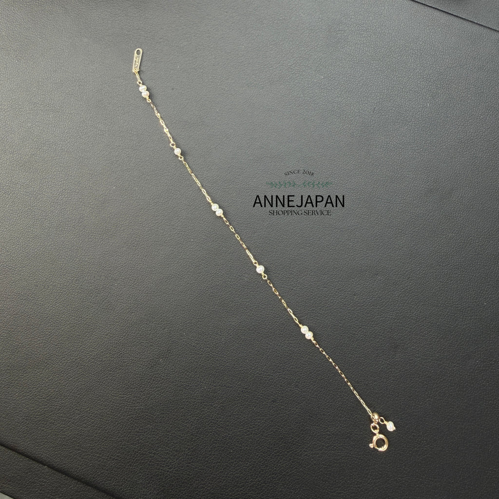 K10 黃金 天然珍珠手鍊 適合手圍約 16 cm滑珠自由調節設計