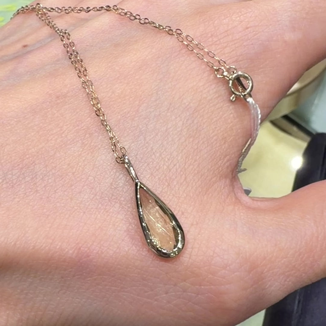 18K金天然橄欖石英長項鍊