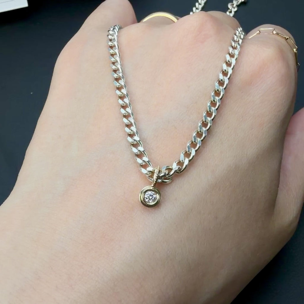925純銀、10K金、天然鑽石（Diamond）可拆卸式吊墜設計 項鏈