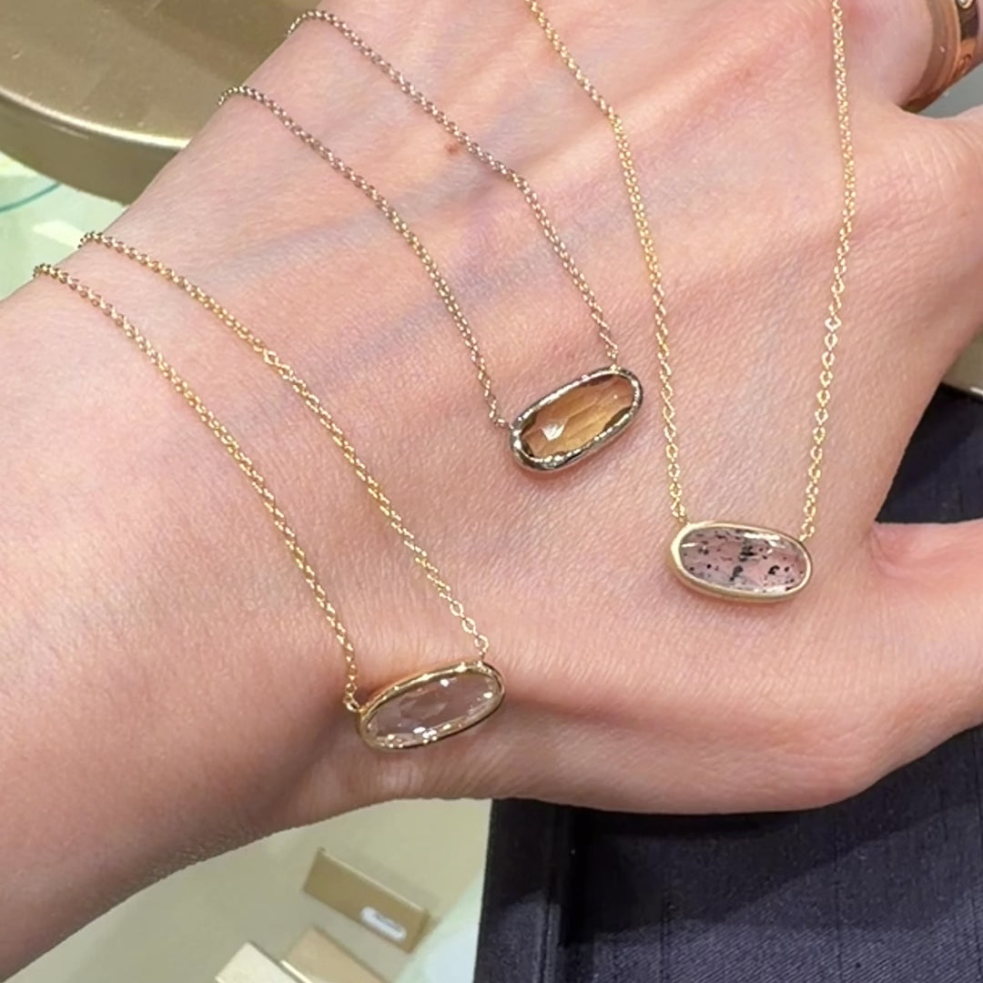 Dew 18K黃金天然粉晶項鍊 Quartz 天然白水晶項鍊