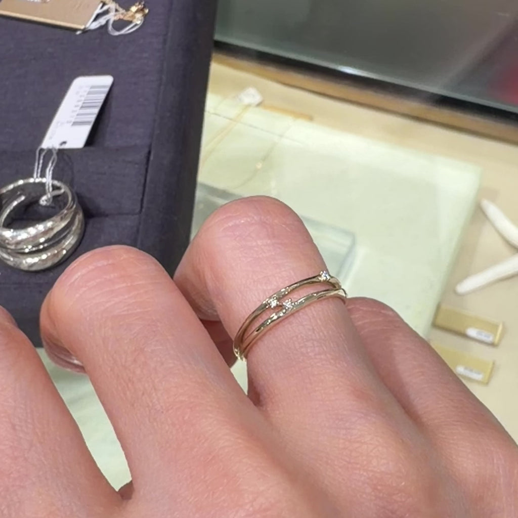10K冰綠金波紋設計 0.01ct 鑽石戒指