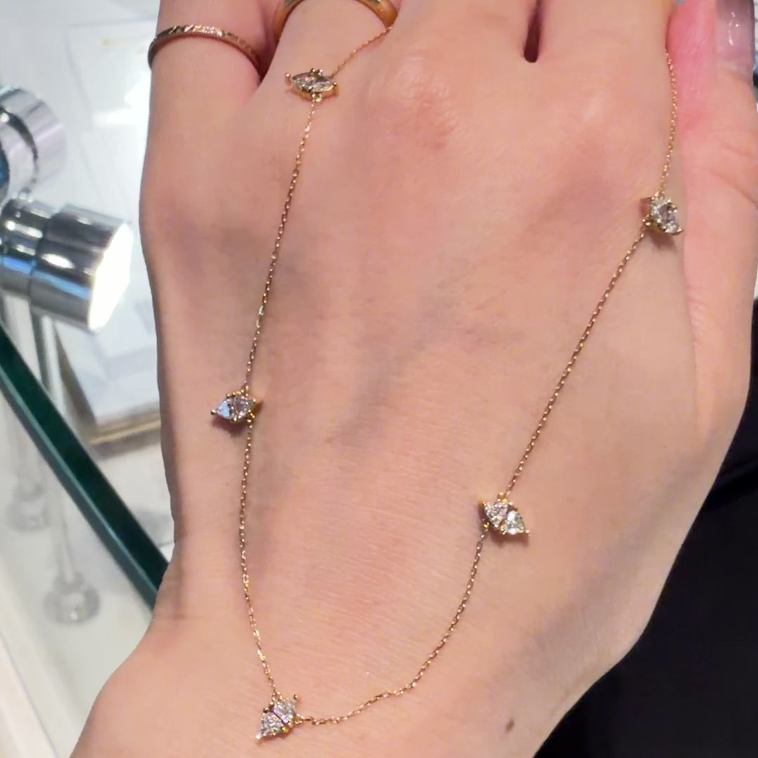 18K黃金約 0.48 ct 10 顆 Trilliant 三角形切割天然鑽石風箏項鏈