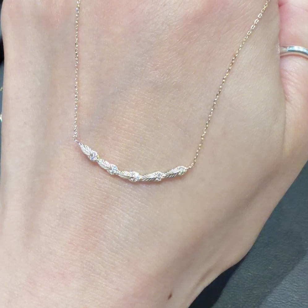 5K金10K金天然鑽石（Diamond）約40cm 露珠葉片項鏈